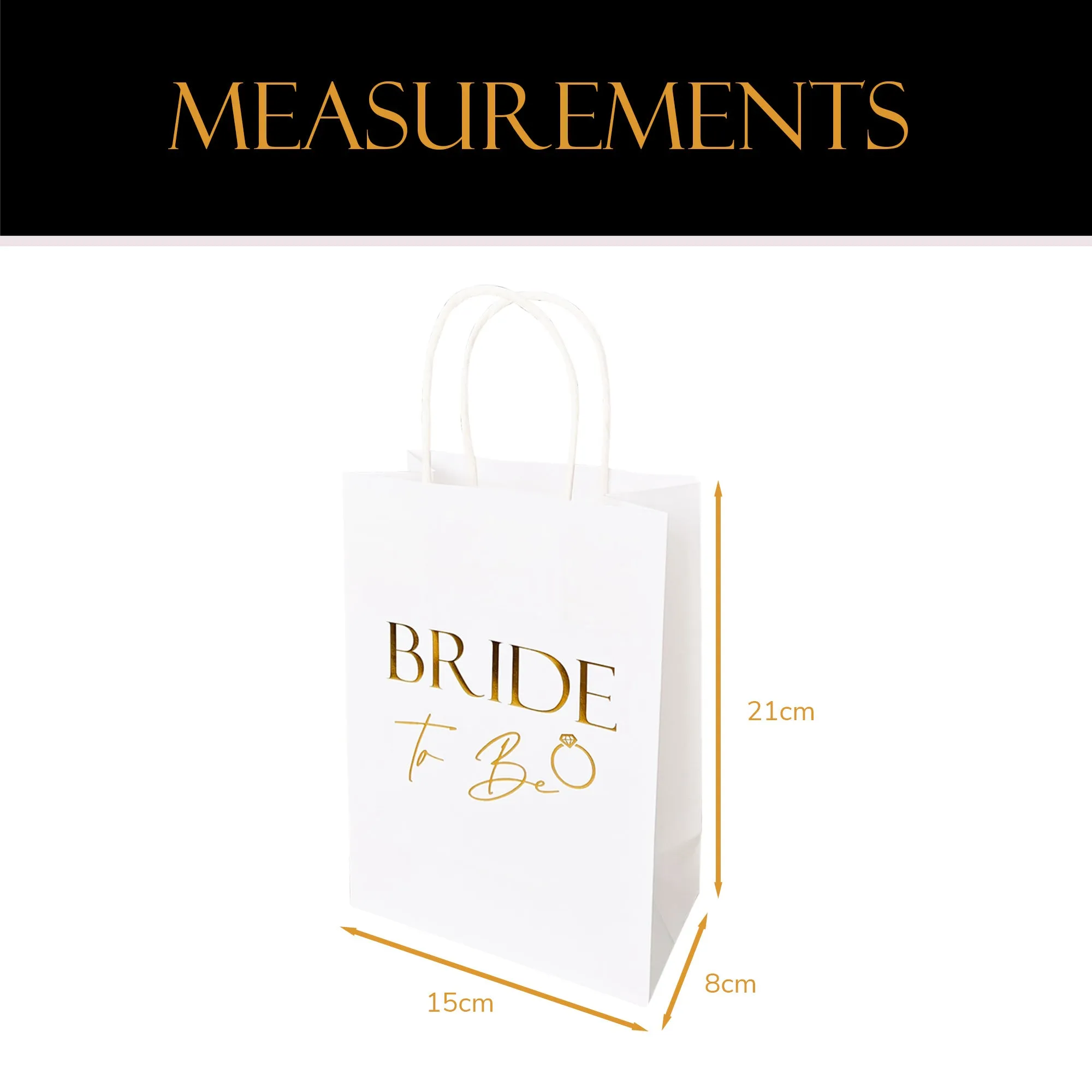 Bride to Be Paper Bag White with Gold Foil Text Hen Party Team Bride