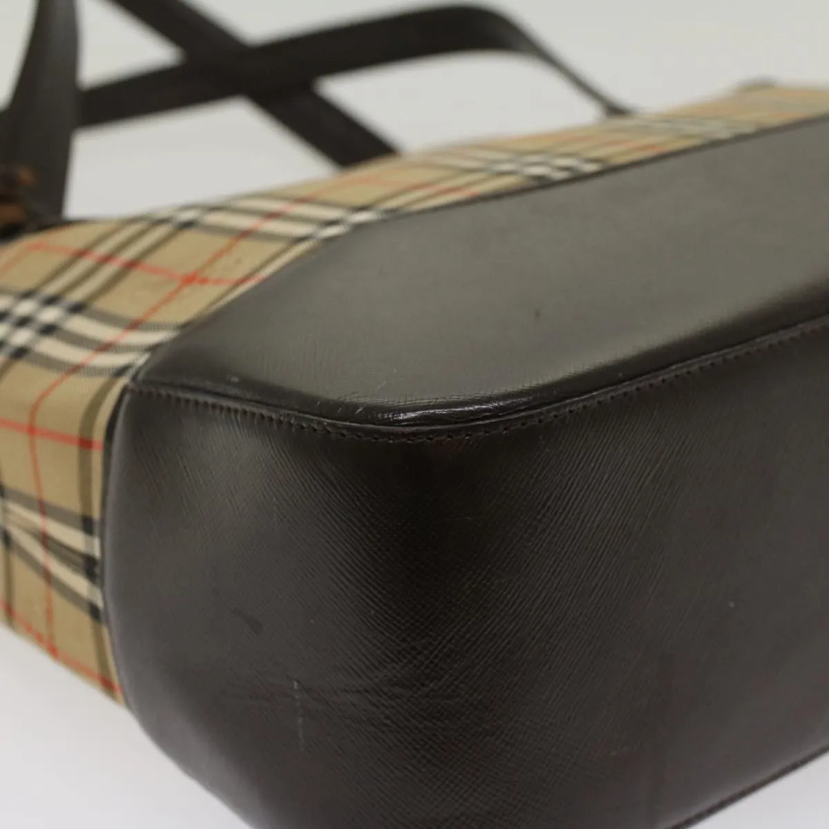 BURBERRY Nova Check Shoulder Bag Canvas Beige Brown Auth hk811