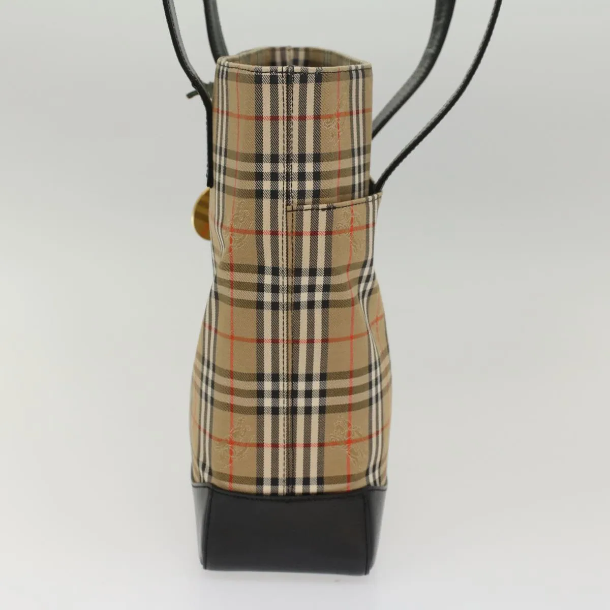 BURBERRY Nova Check Shoulder Bag Canvas Leather Beige Black Auth 54108