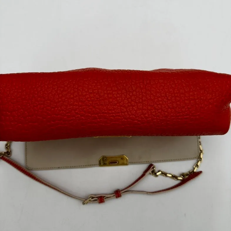 Burberry Red Leather Shoulder Bag Medium Size with Chain Strap
