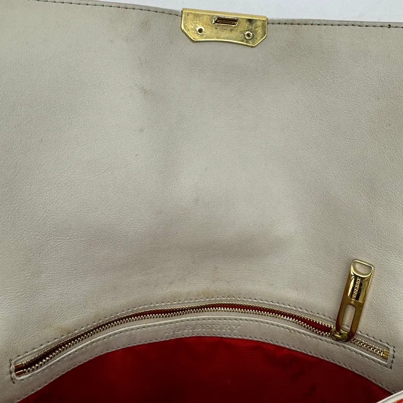Burberry Red Leather Shoulder Bag Medium Size with Chain Strap
