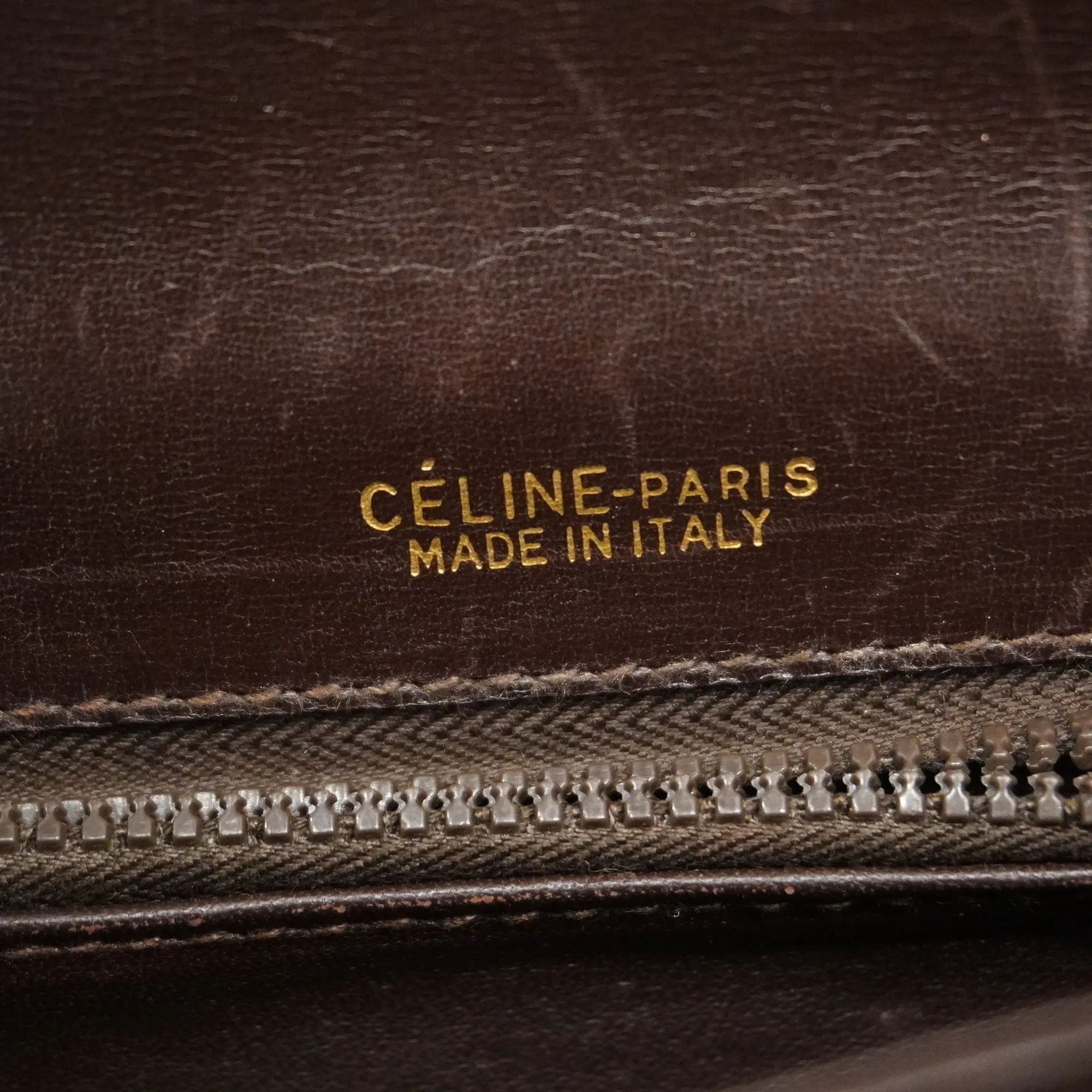 Celine  C Macadam Carriage Bracket Women's Canvas,Leather Shoulder Bag Brown