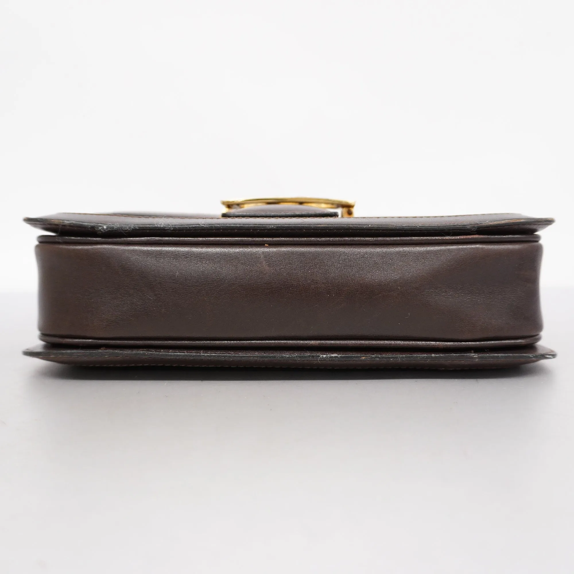 Celine  C Macadam Carriage Bracket Women's Canvas,Leather Shoulder Bag Brown