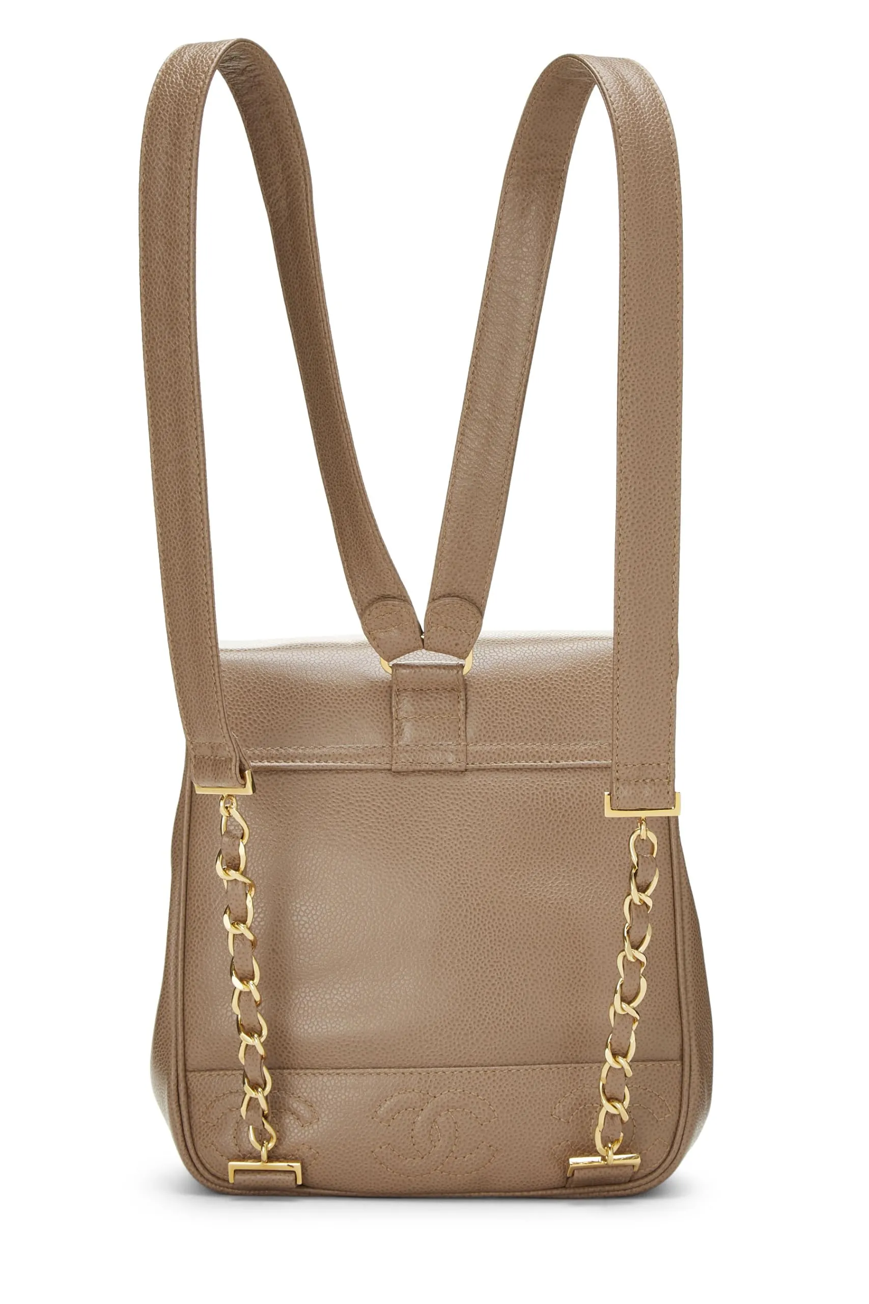 Chanel,  Beige Caviar 3 CC Backpack Small, Beige