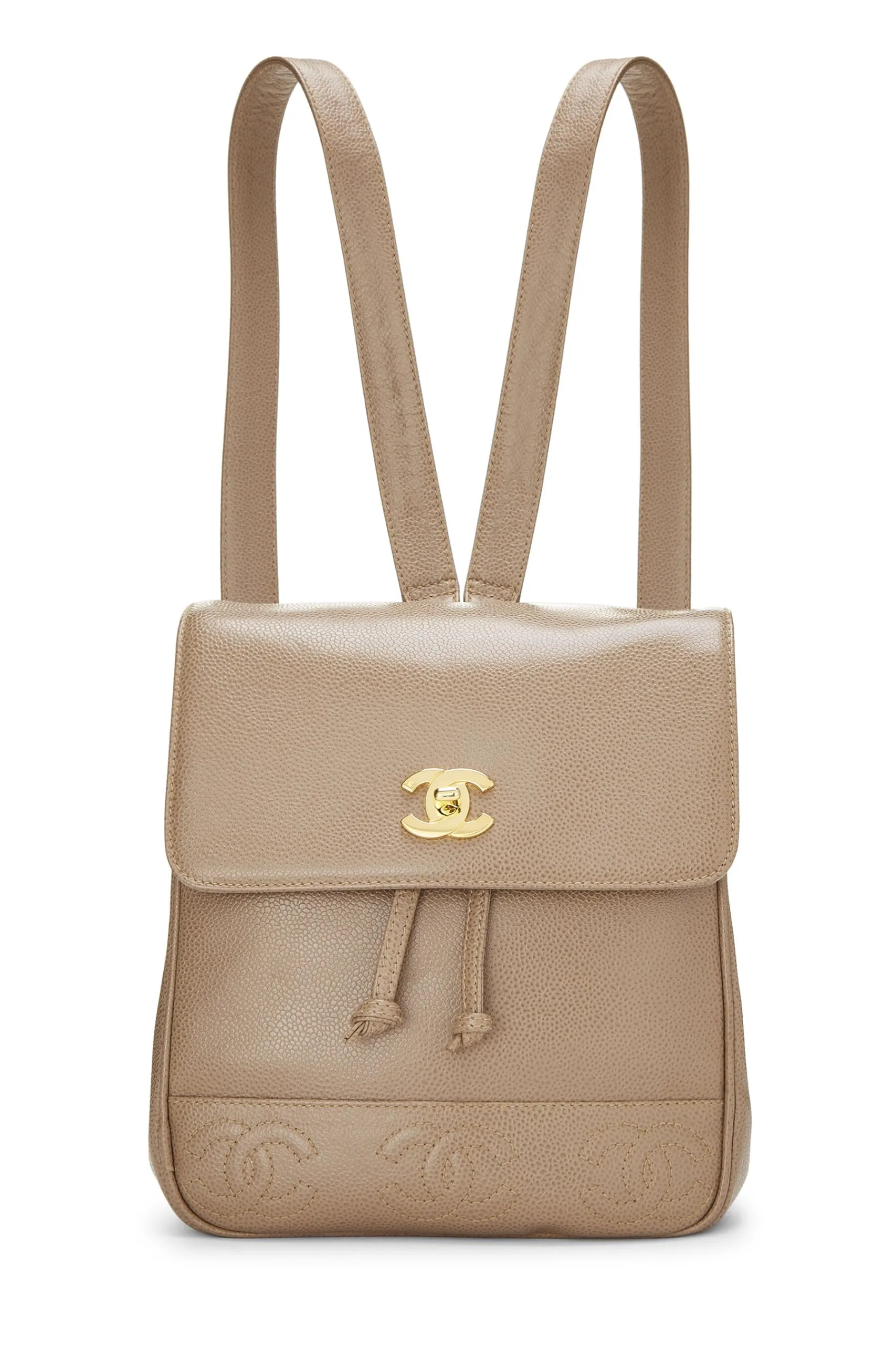 Chanel,  Beige Caviar 3 CC Backpack Small, Beige