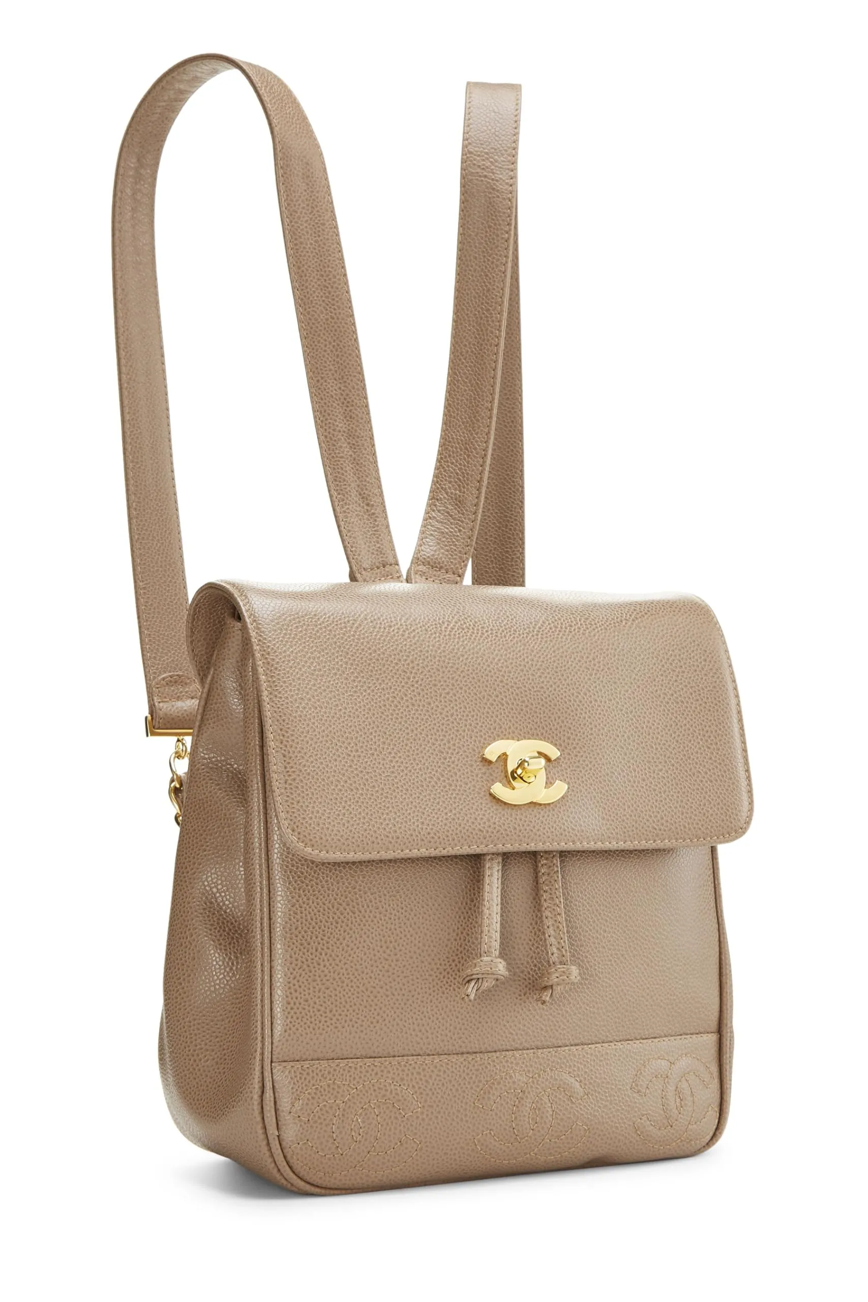 Chanel,  Beige Caviar 3 CC Backpack Small, Beige