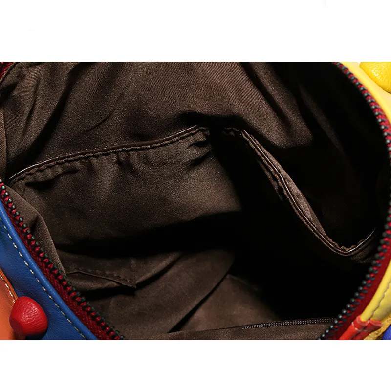 Fashion Panelled Designer Women Bag / Genuine Leather Backpack with Luxury Large Capacity