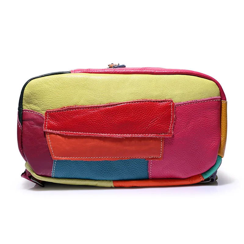 Fashion Panelled Designer Women Bag / Genuine Leather Backpack with Luxury Large Capacity