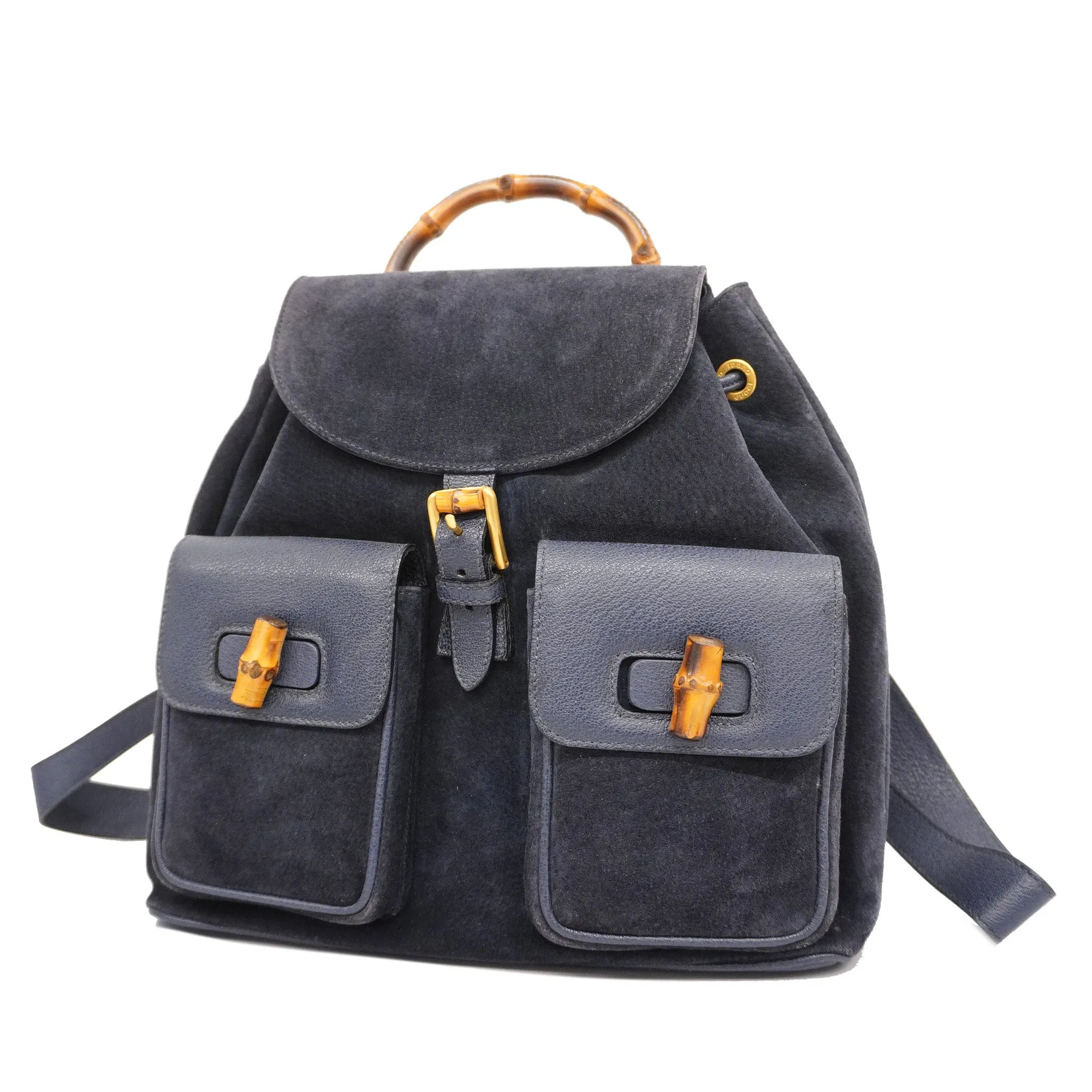 GUCCI  Bamboo Rucksack 003 2058 0016 Women's Leather,Suede Backpack Navy