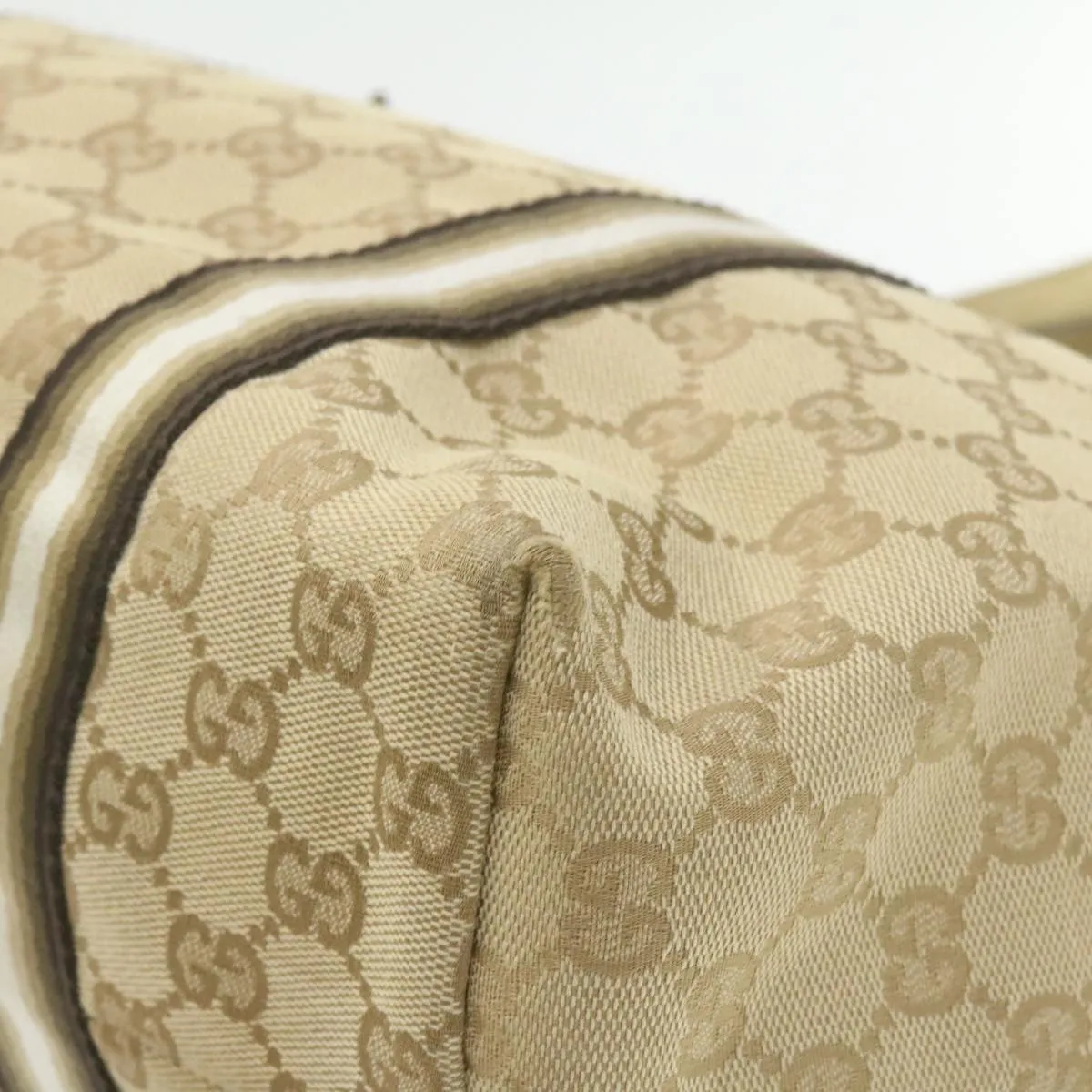 GUCCI Sherry Line GG Canvas Tote Bag Canvas Beige Gold Brown 139260  am626g