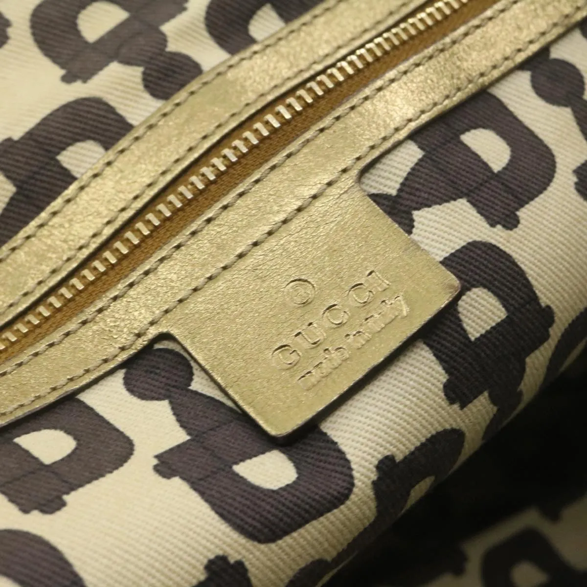 GUCCI Sherry Line GG Canvas Tote Bag Canvas Beige Gold Brown 139260  am626g