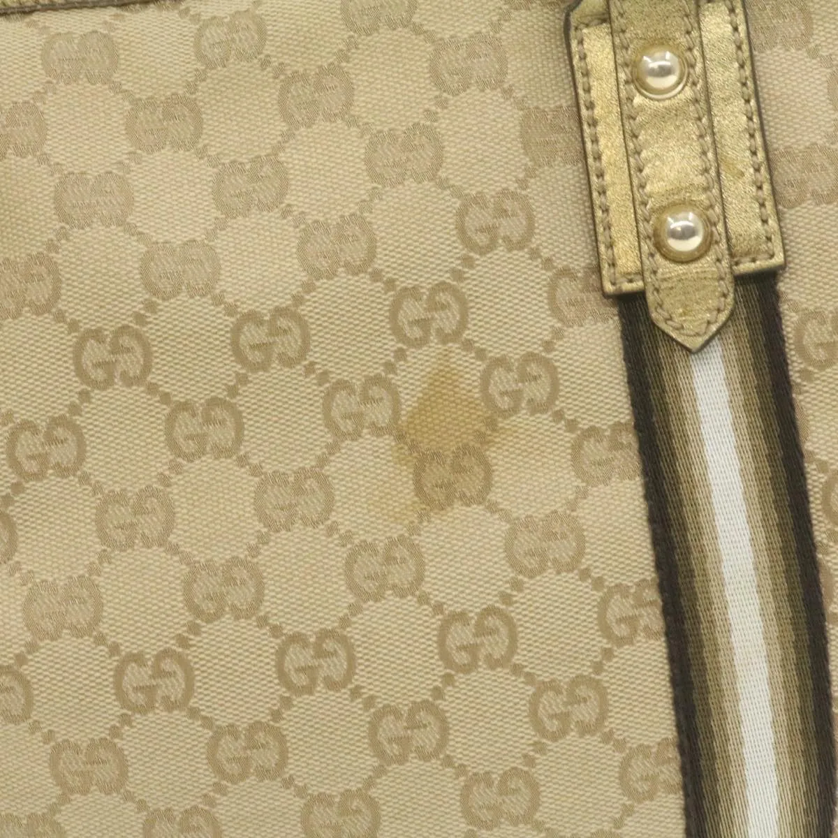 GUCCI Sherry Line GG Canvas Tote Bag Canvas Beige Gold Brown 139260  am626g