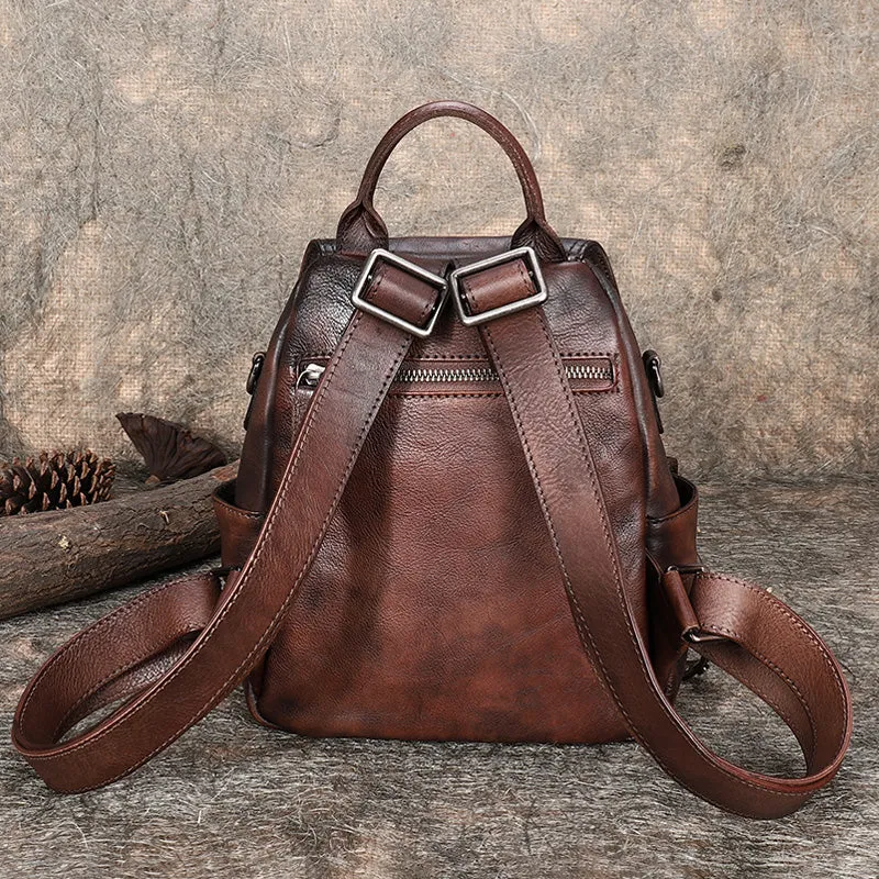 Handmade Convertible Leather Backpacks Bag Womens Best Leather Shoulder Purse School Rucksack