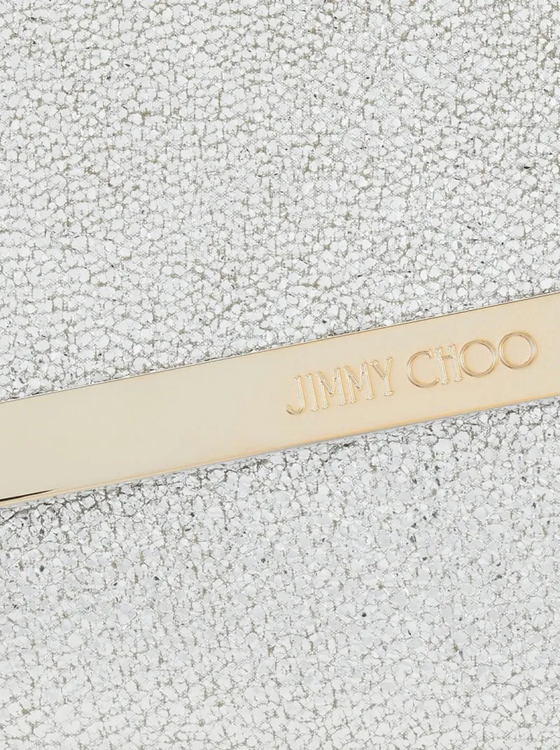 Jimmy Choo Women Champagne Leather Clutch Bag With Glitter