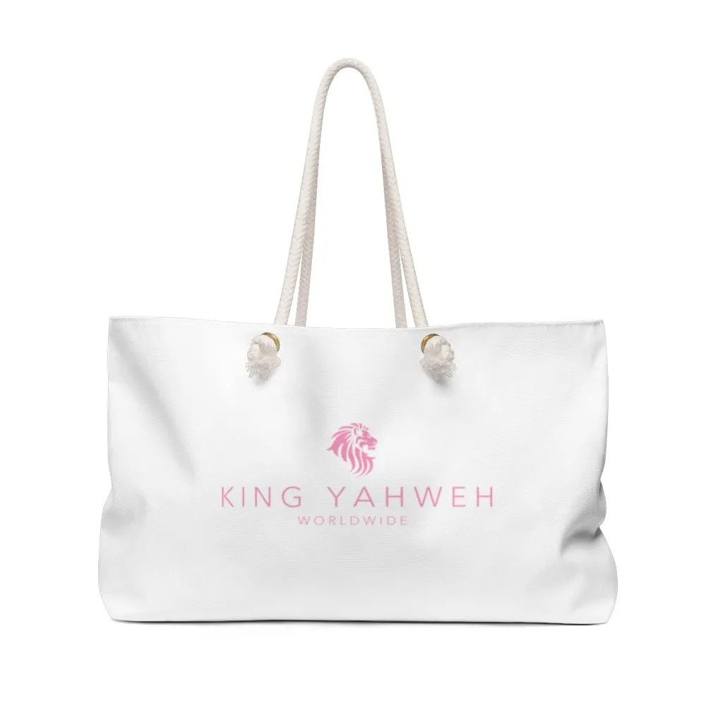 King Yahweh Worldwide Weekender Bag (White & Pink)
