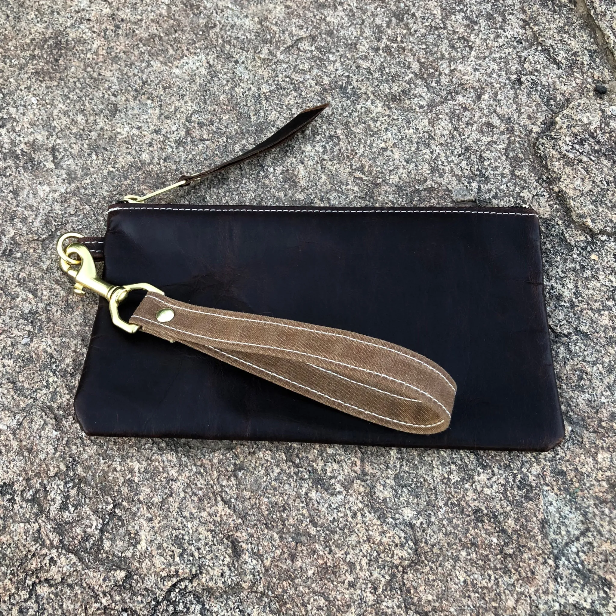 Luxury Leather Flat Zipper Pouch