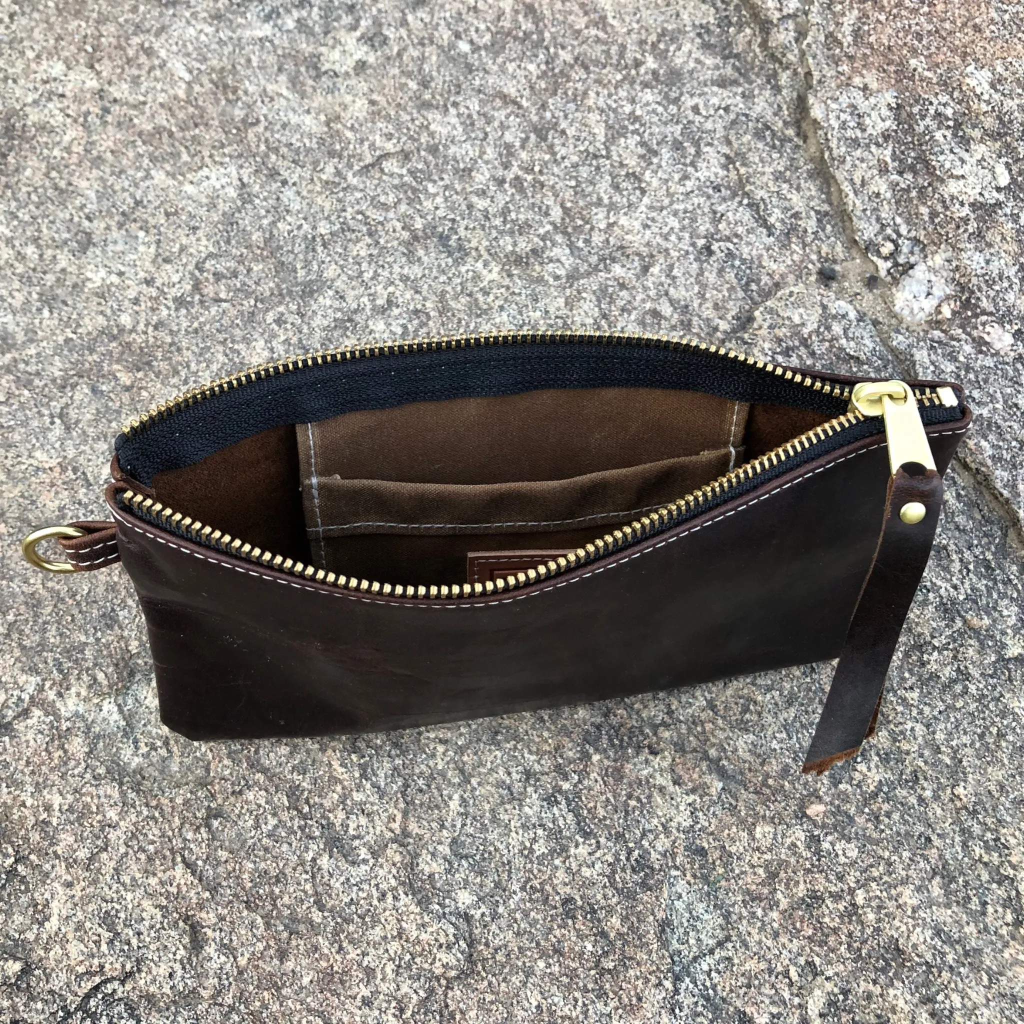Luxury Leather Flat Zipper Pouch