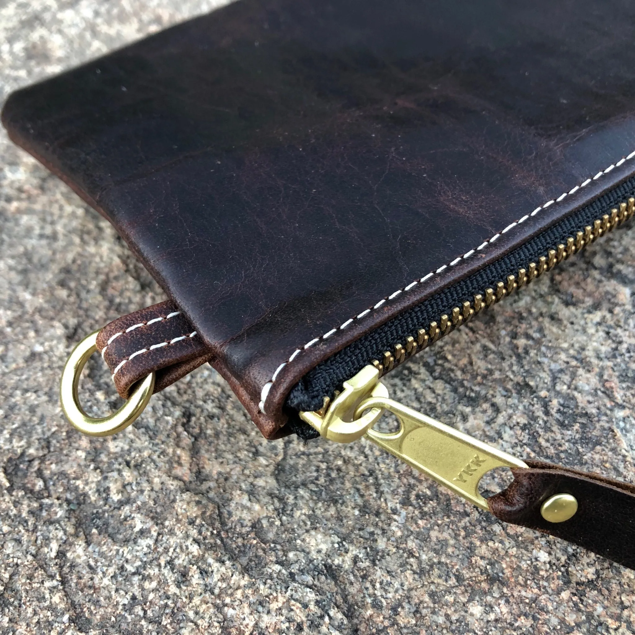 Luxury Leather Flat Zipper Pouch