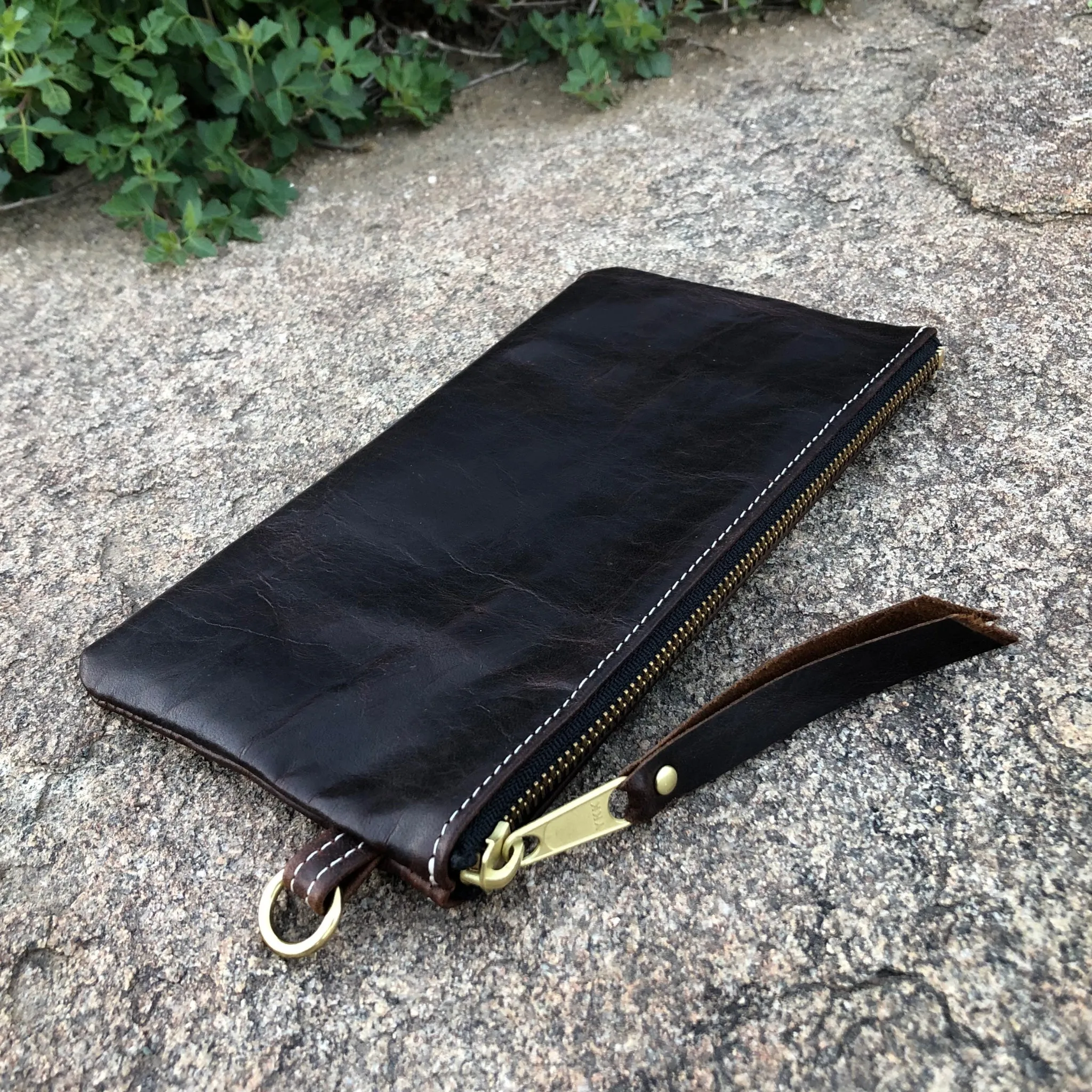 Luxury Leather Flat Zipper Pouch