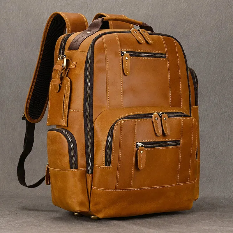 Newsbirds men's leather backpack retro luxury fashion style bagpack travel bag backpack shoold bag for man leather daypack men