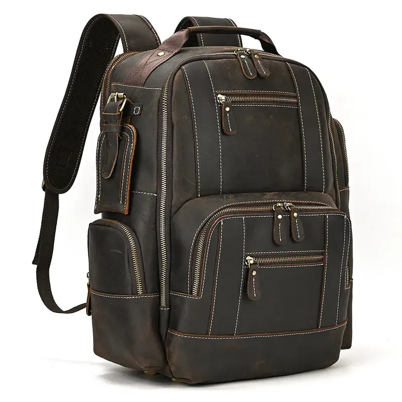 Newsbirds men's leather backpack retro luxury fashion style bagpack travel bag backpack shoold bag for man leather daypack men