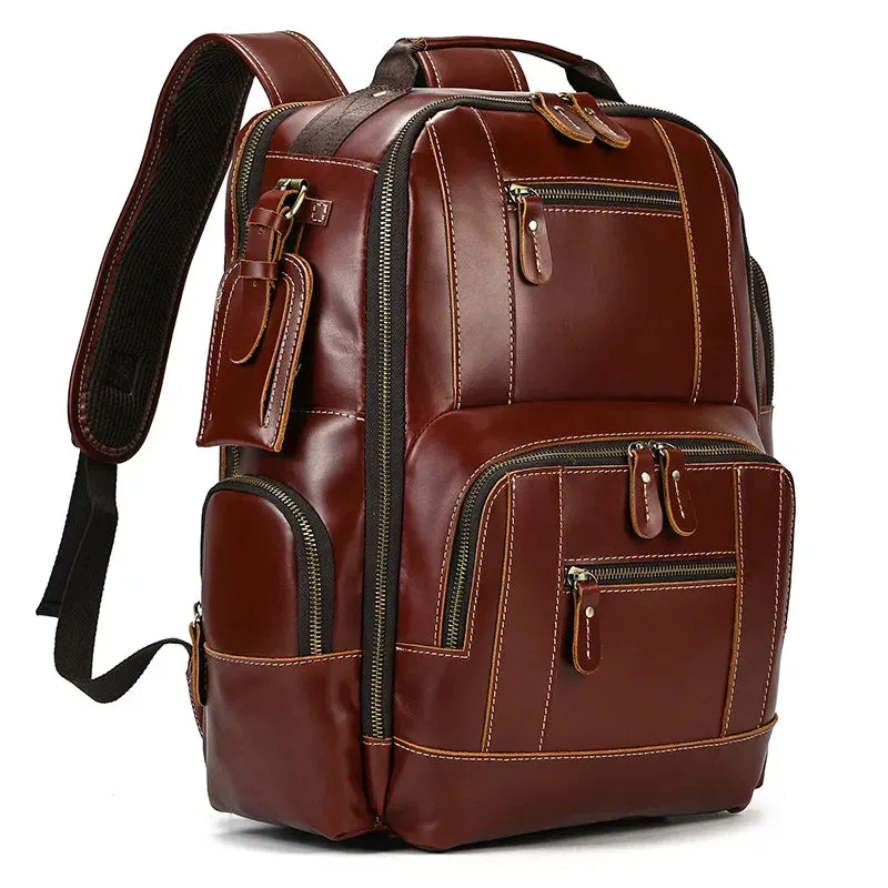 Newsbirds men's leather backpack retro luxury fashion style bagpack travel bag backpack shoold bag for man leather daypack men