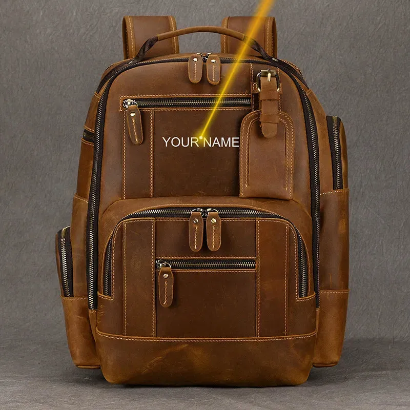 Newsbirds men's leather backpack retro luxury fashion style bagpack travel bag backpack shoold bag for man leather daypack men