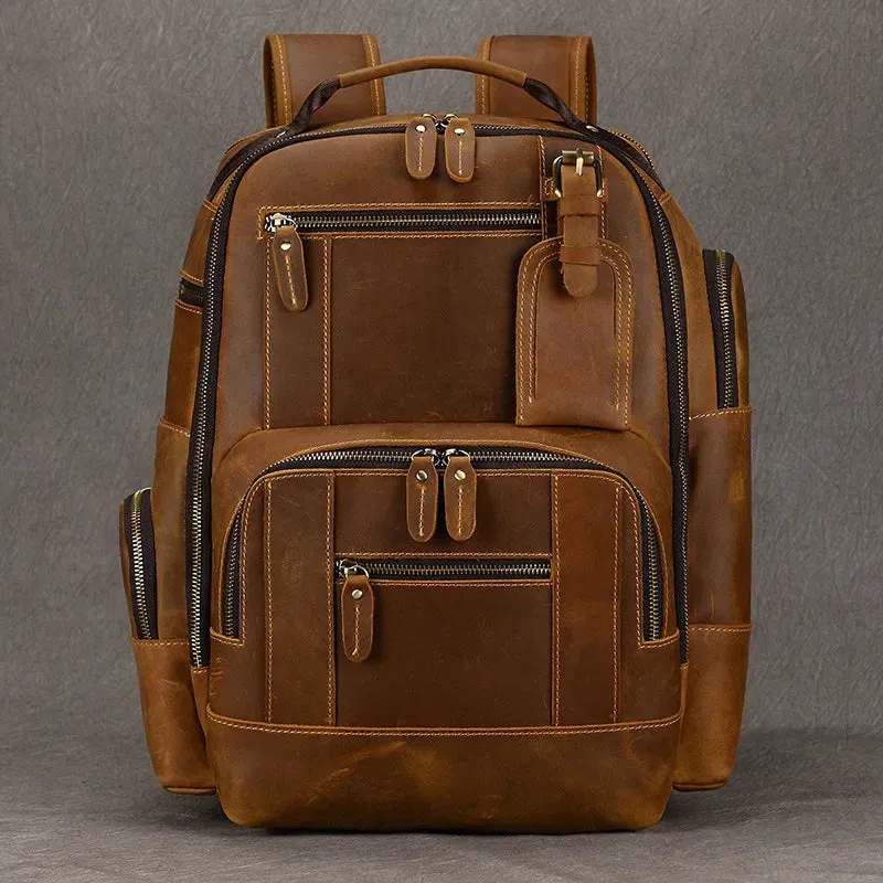 Newsbirds men's leather backpack retro luxury fashion style bagpack travel bag backpack shoold bag for man leather daypack men