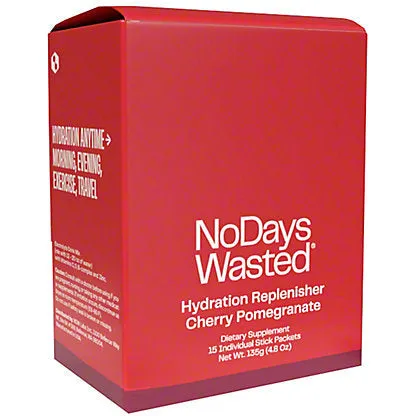 No Days Wasted Hydration Replenisher Sticks in Cherry Pomegranate Flavor (Pack of 15 - 0.32oz)