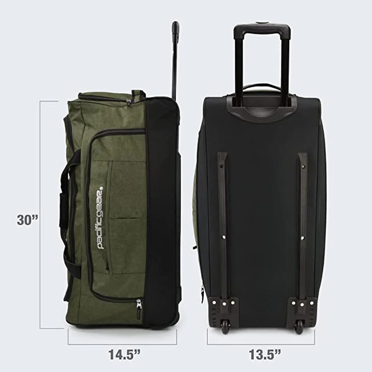 Pacific Gear Wheeled Rolling Duffel Bag, Durable Design, Telescoping Handle, Multiple Compartments, Tie-Down Capabilities