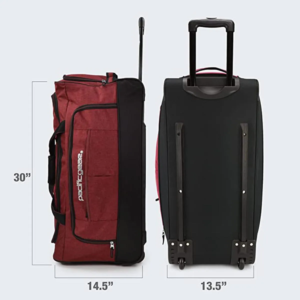 Pacific Gear Wheeled Rolling Duffel Bag, Durable Design, Telescoping Handle, Multiple Compartments, Tie-Down Capabilities