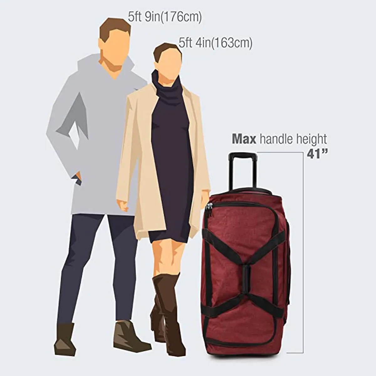 Pacific Gear Wheeled Rolling Duffel Bag, Durable Design, Telescoping Handle, Multiple Compartments, Tie-Down Capabilities