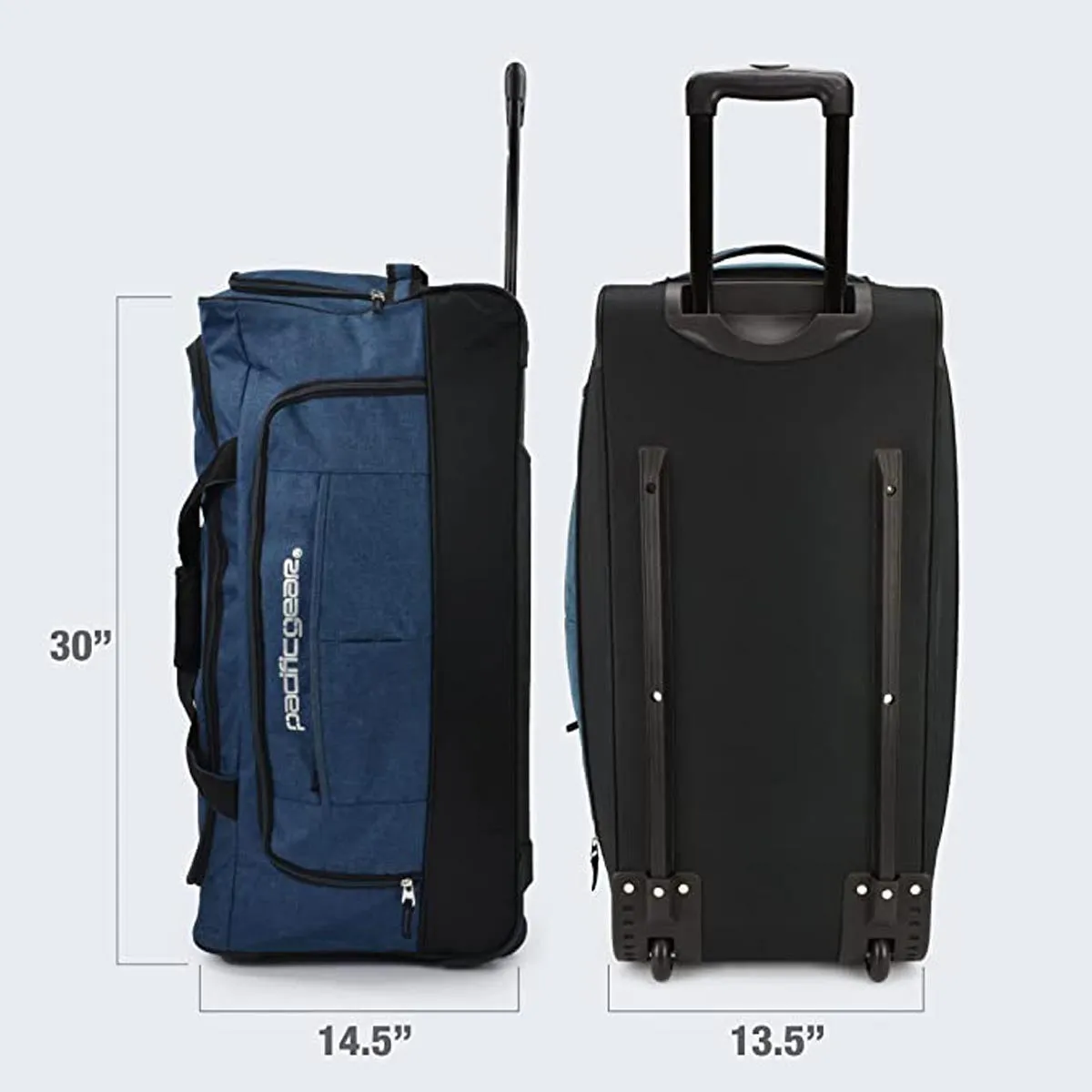 Pacific Gear Wheeled Rolling Duffel Bag, Durable Design, Telescoping Handle, Multiple Compartments, Tie-Down Capabilities