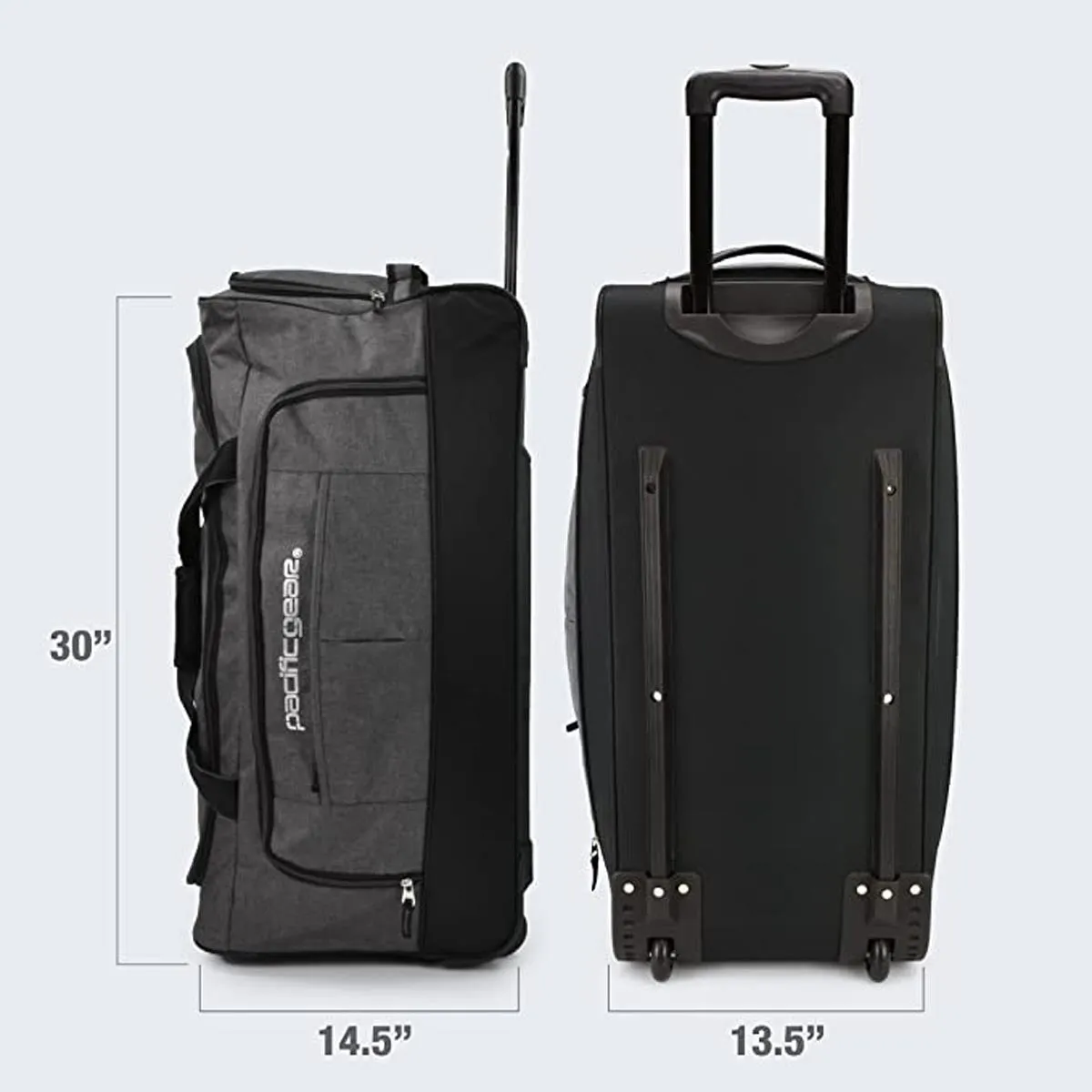Pacific Gear Wheeled Rolling Duffel Bag, Durable Design, Telescoping Handle, Multiple Compartments, Tie-Down Capabilities