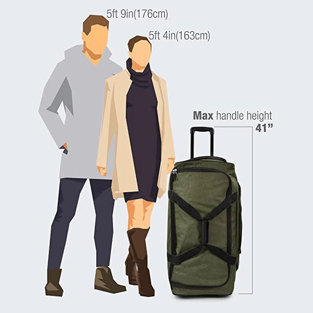 Pacific Gear Wheeled Rolling Duffel Bag, Durable Design, Telescoping Handle, Multiple Compartments, Tie-Down Capabilities