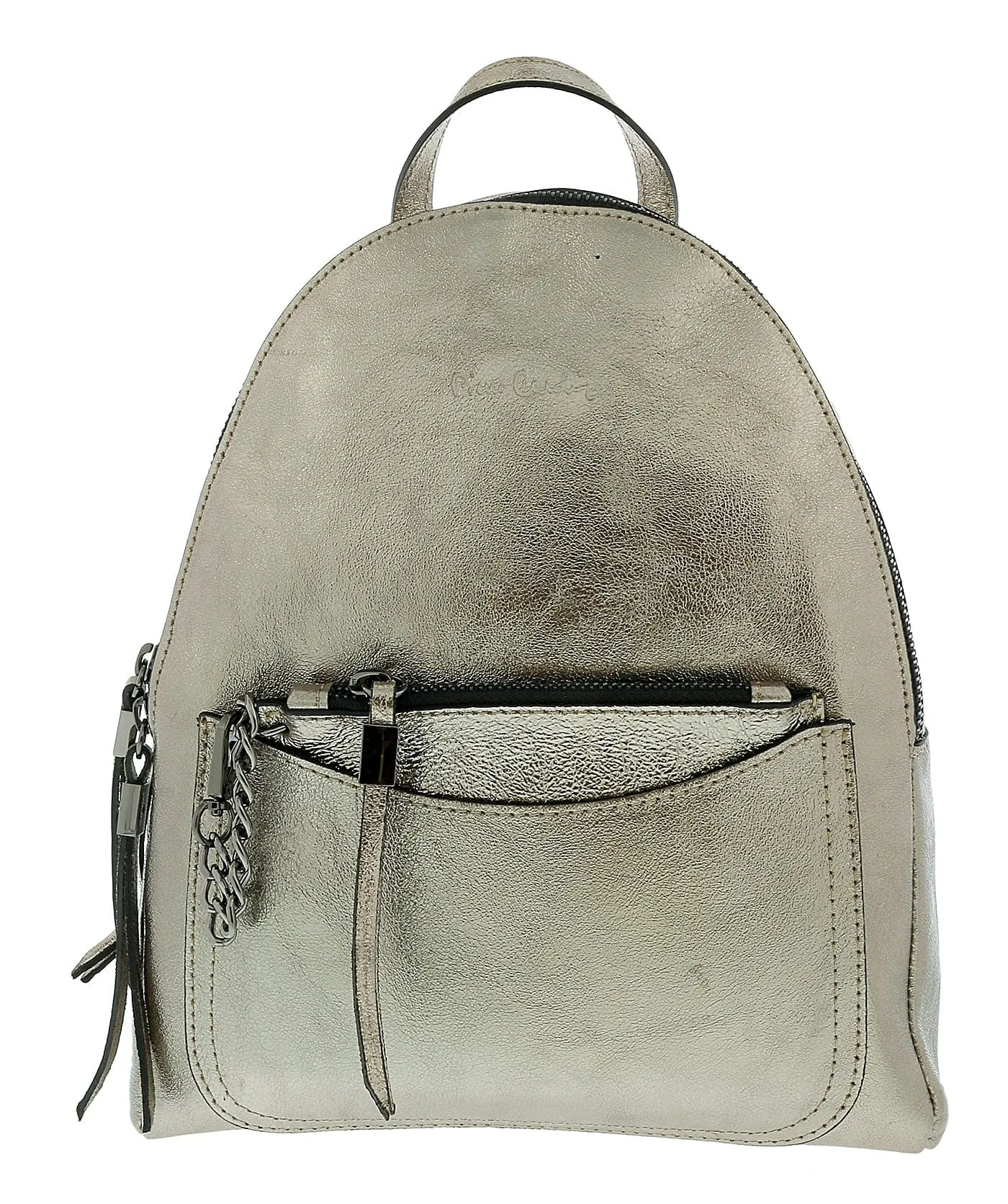 Pierre Cardin Silver Leather Medium Metallic Backpack
