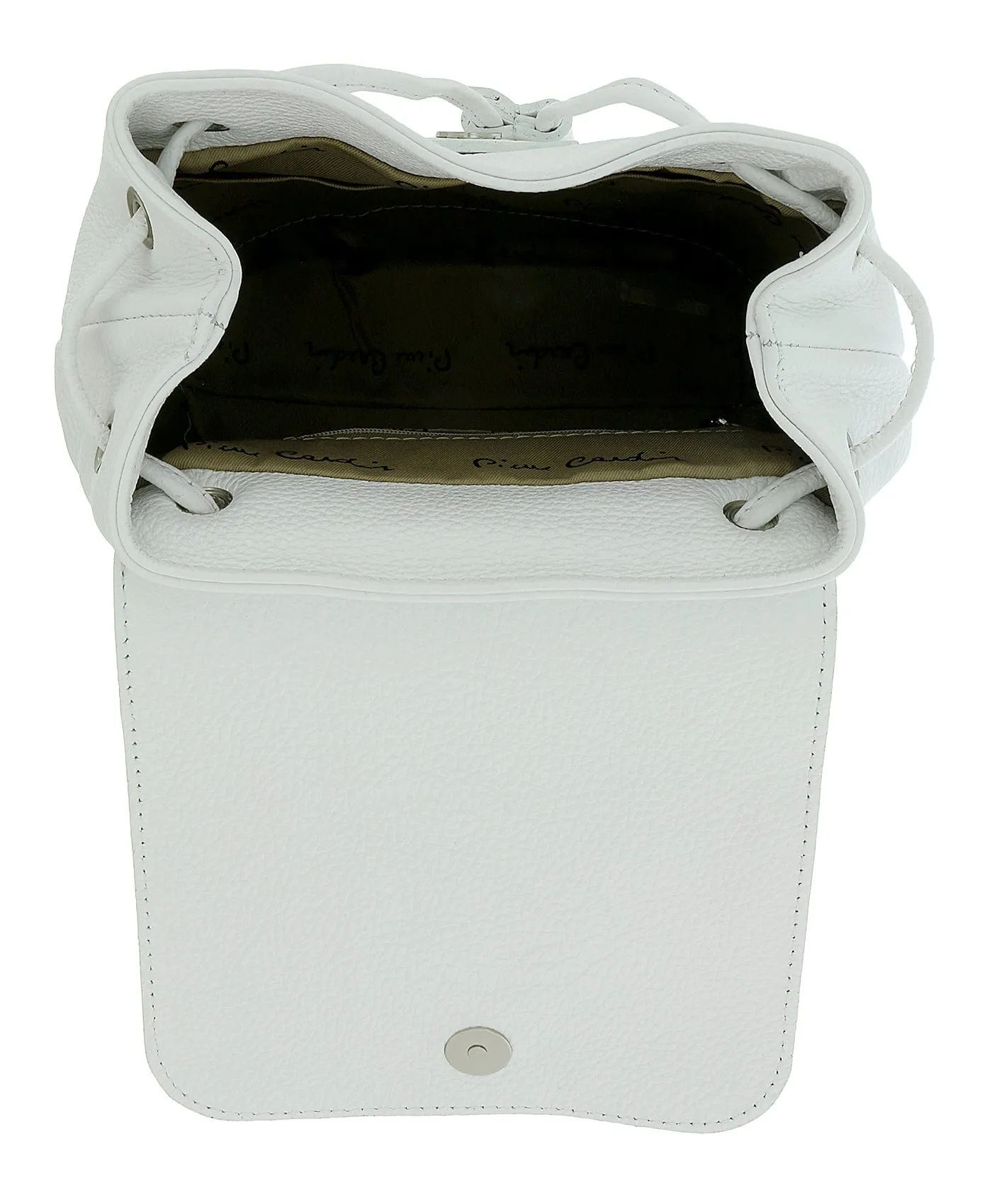 Pierre Cardin White Leather Star Studded Medium Fashion Backpack