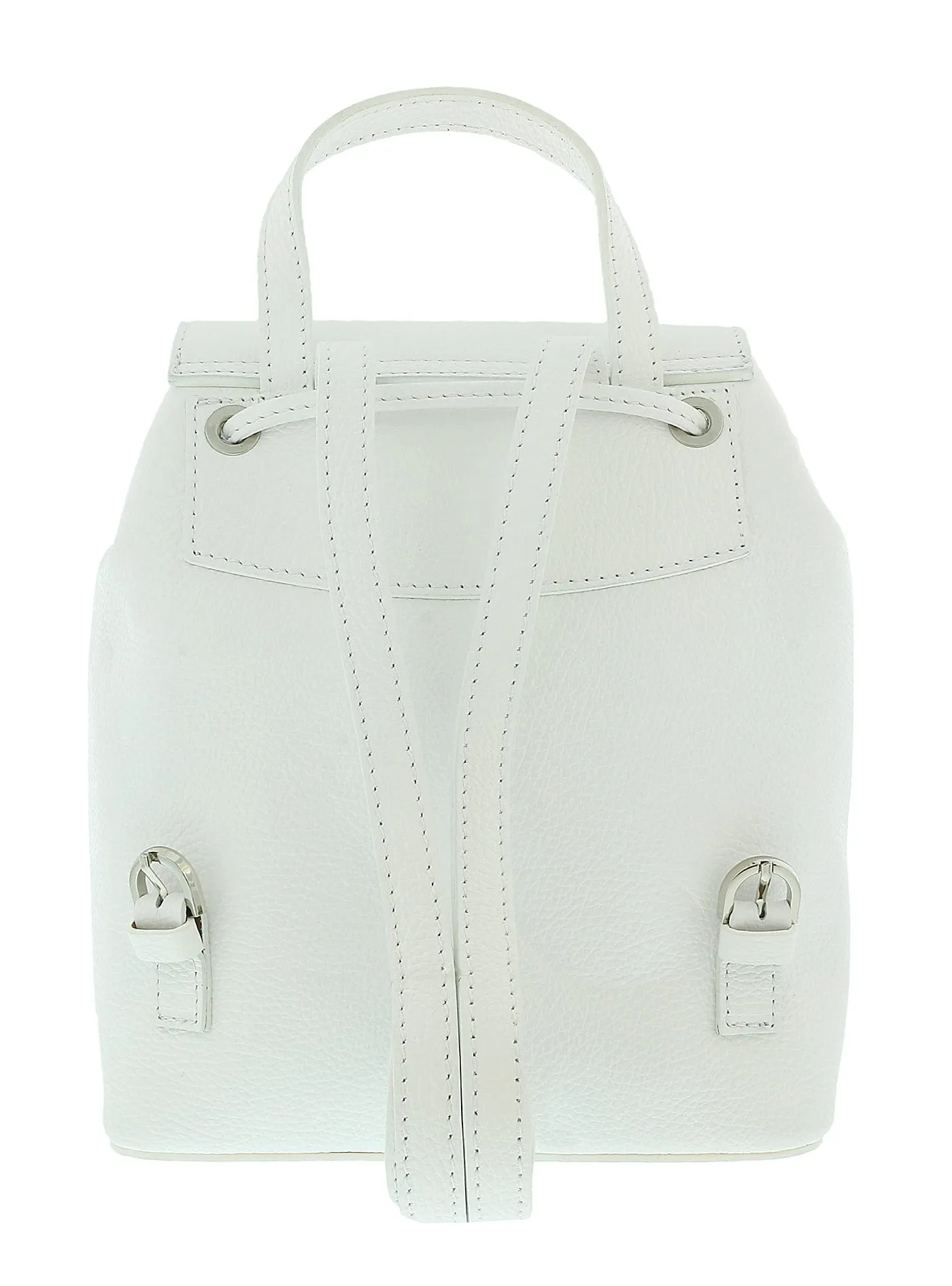Pierre Cardin White Leather Star Studded Medium Fashion Backpack