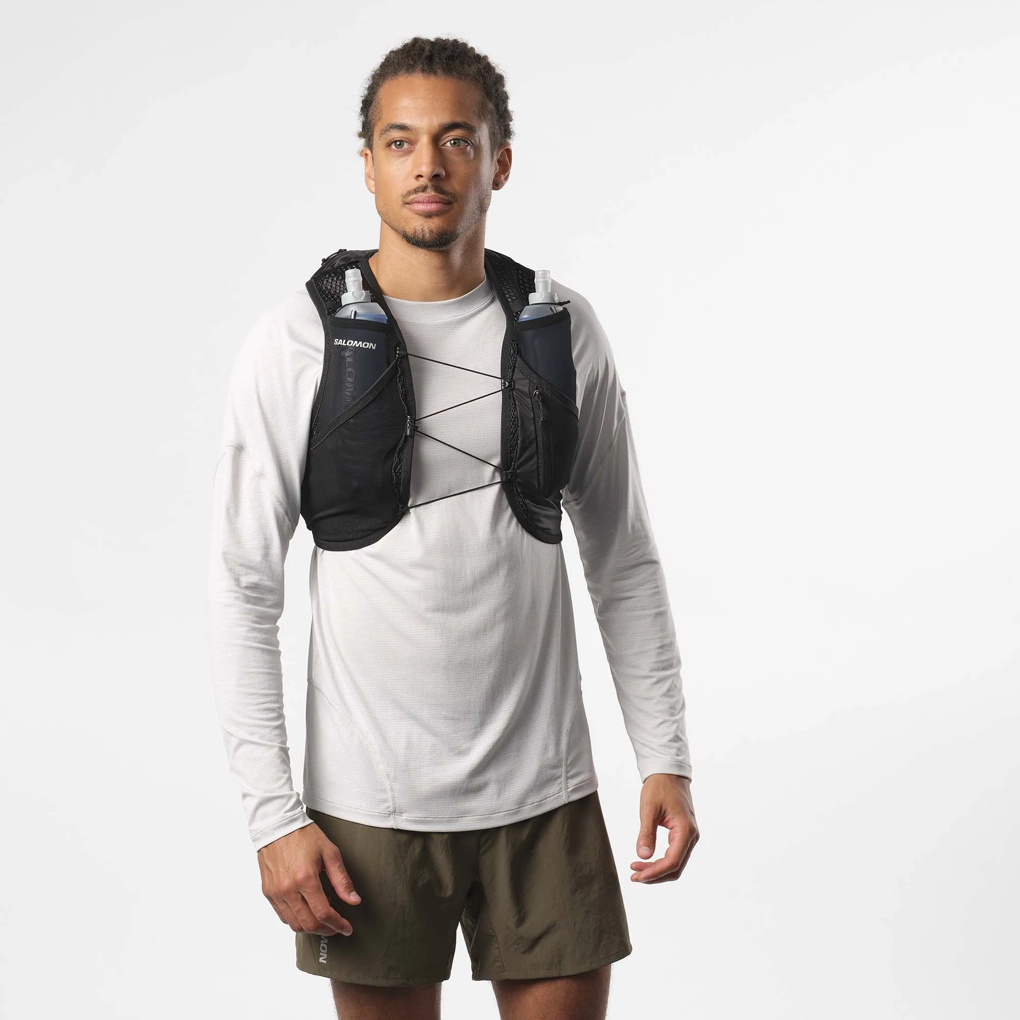 Salomon | Unisex Active Skin 8 Running Vest with flasks - Black/Metal
