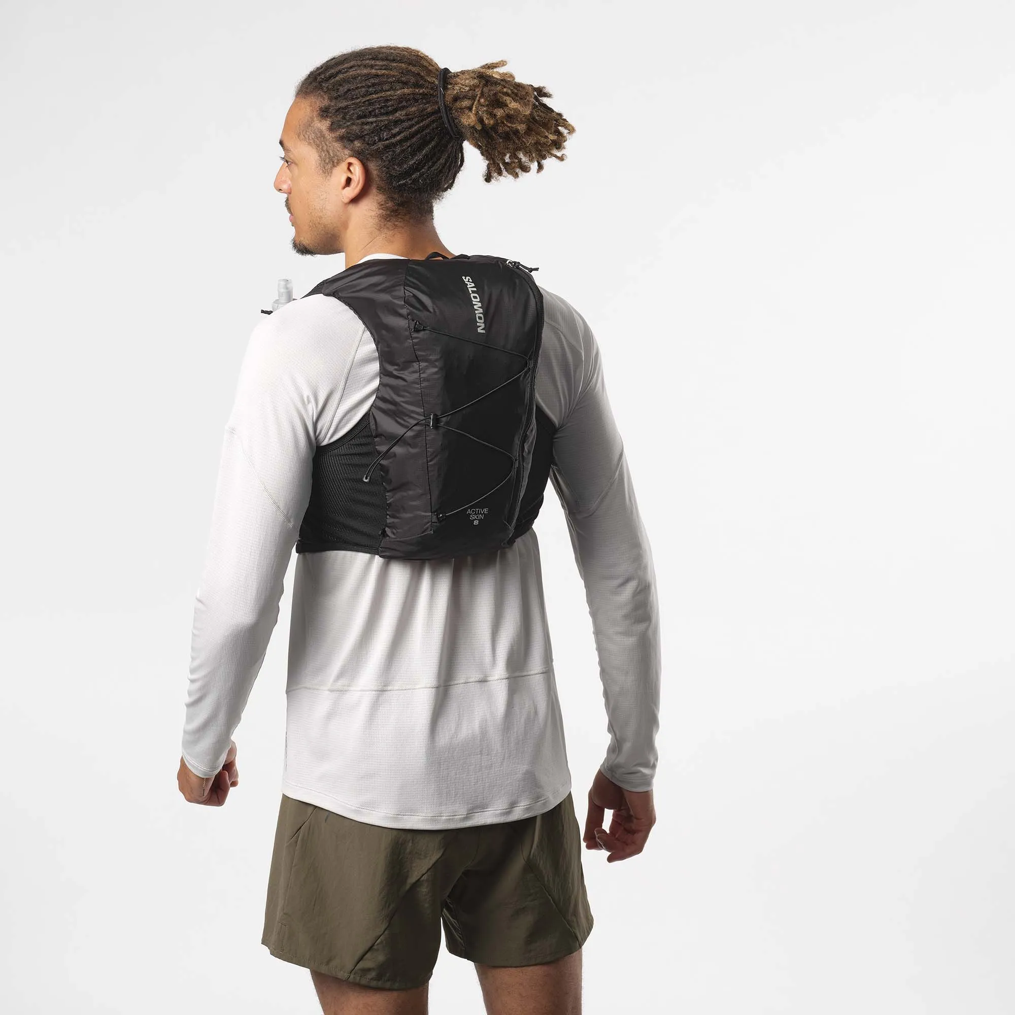 Salomon | Unisex Active Skin 8 Running Vest with flasks - Black/Metal