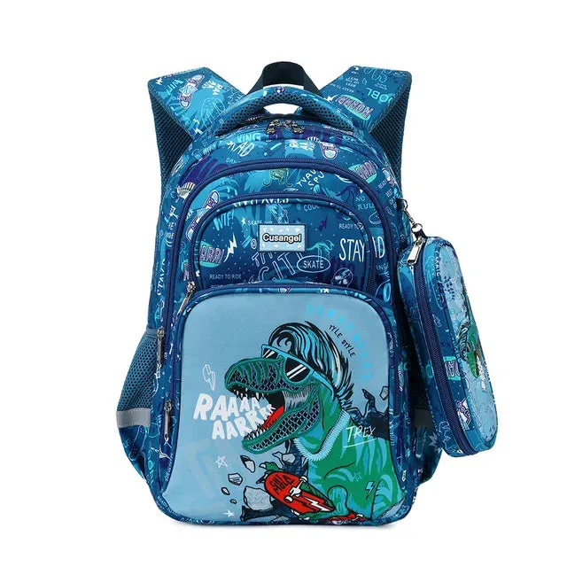 School Bags Child School Backpacks For Teenager Girls Boys Cartoon Dinosaur Backpack Lunch box With pencil Case