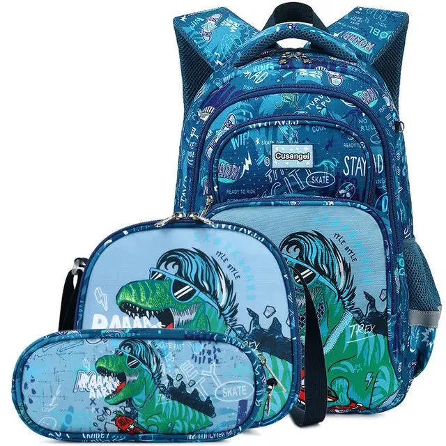 School Bags Child School Backpacks For Teenager Girls Boys Cartoon Dinosaur Backpack Lunch box With pencil Case