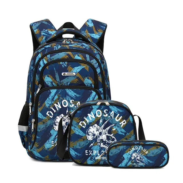 School Bags Child School Backpacks For Teenager Girls Boys Cartoon Dinosaur Backpack Lunch box With pencil Case