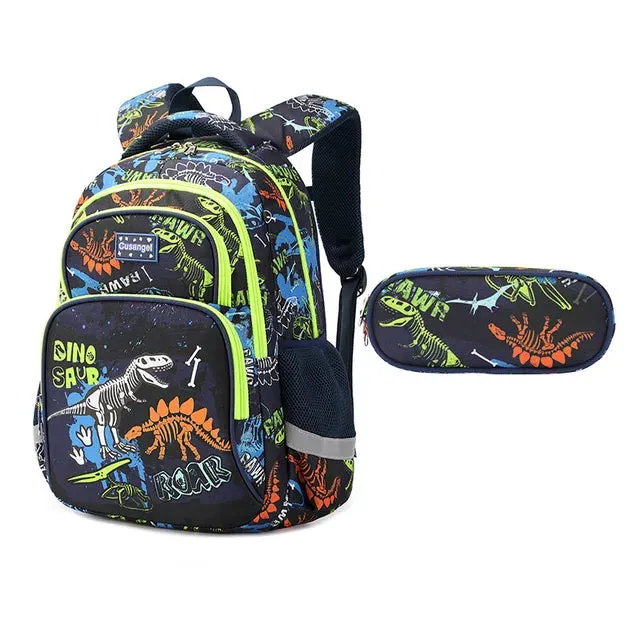 School Bags Child School Backpacks For Teenager Girls Boys Cartoon Dinosaur Backpack Lunch box With pencil Case