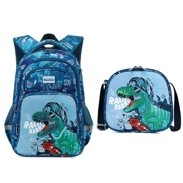 School Bags Child School Backpacks For Teenager Girls Boys Cartoon Dinosaur Backpack Lunch box With pencil Case