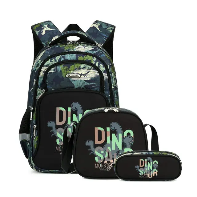School Bags Child School Backpacks For Teenager Girls Boys Cartoon Dinosaur Backpack Lunch box With pencil Case