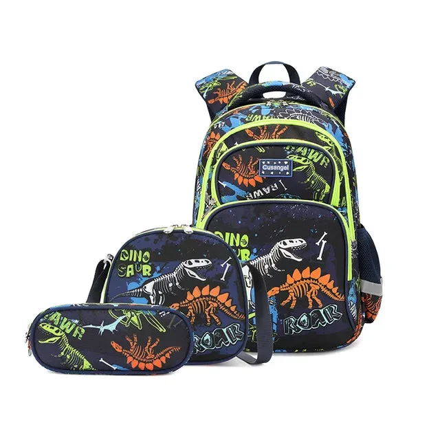 School Bags Child School Backpacks For Teenager Girls Boys Cartoon Dinosaur Backpack Lunch box With pencil Case