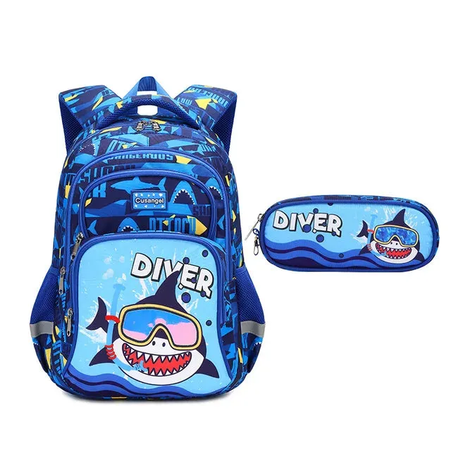 School Bags Child School Backpacks For Teenager Girls Boys Cartoon Dinosaur Backpack Lunch box With pencil Case