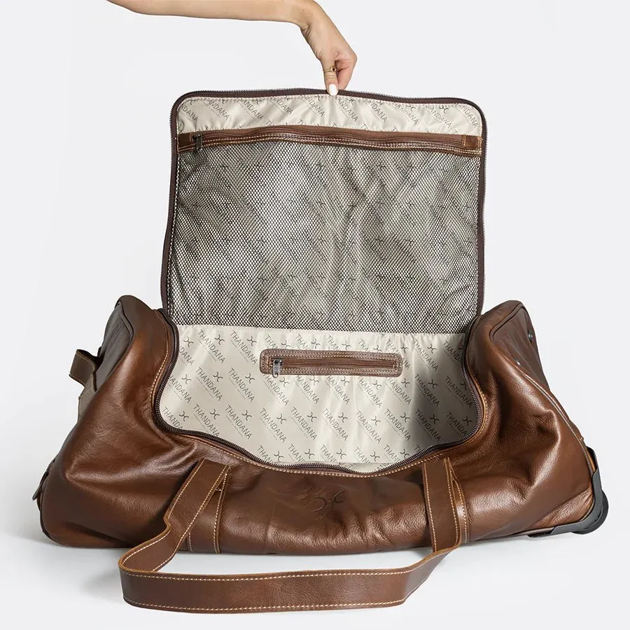 Thandana Leather Wheeled Duffel Bag