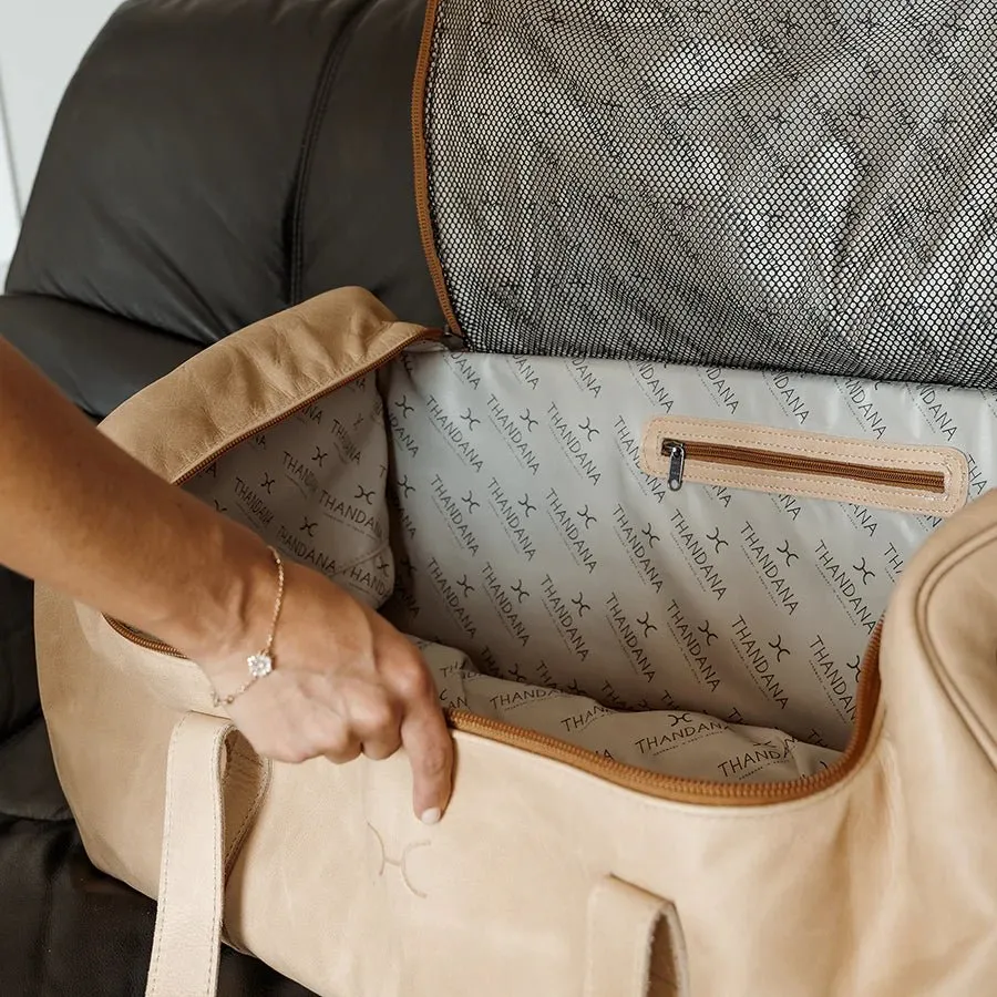 Thandana Leather Wheeled Duffel Bag